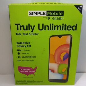 Simple Mobile Samsung Galaxy A01 4G LTE Prepaid Smartphone Black 16GB